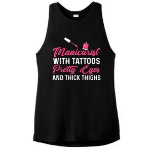 Manicurist With Tattoos Funny Nail Artist Nail Salon Ladies PosiCharge Tri-Blend Wicking Tank