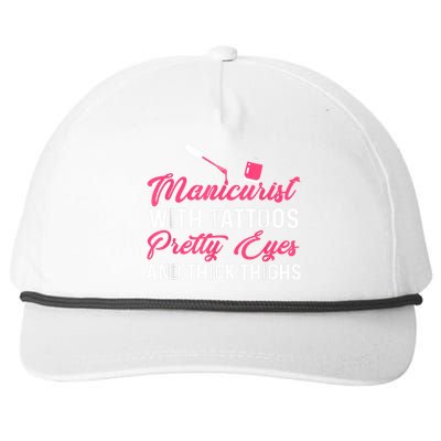 Manicurist With Tattoos Funny Nail Artist Nail Salon Snapback Five-Panel Rope Hat