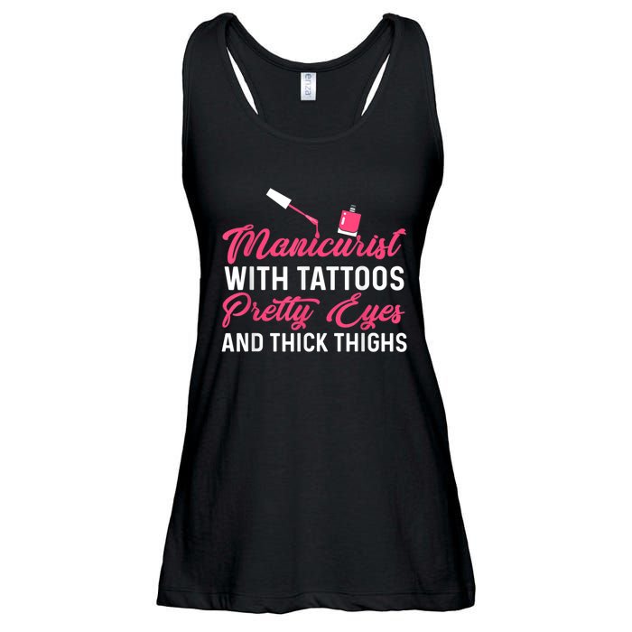 Manicurist With Tattoos Funny Nail Artist Nail Salon Ladies Essential Flowy Tank