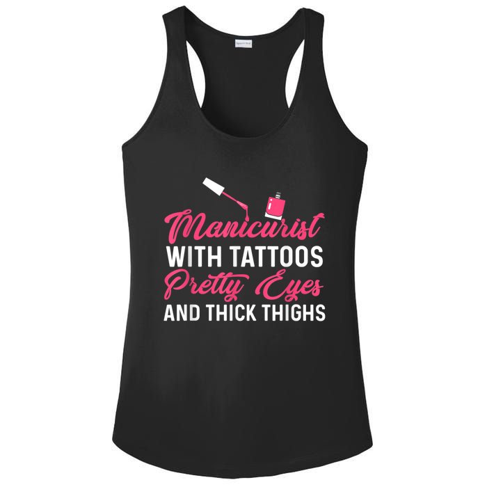 Manicurist With Tattoos Funny Nail Artist Nail Salon Ladies PosiCharge Competitor Racerback Tank