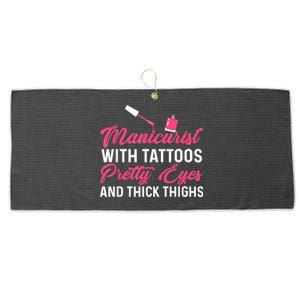 Manicurist With Tattoos Funny Nail Artist Nail Salon Large Microfiber Waffle Golf Towel