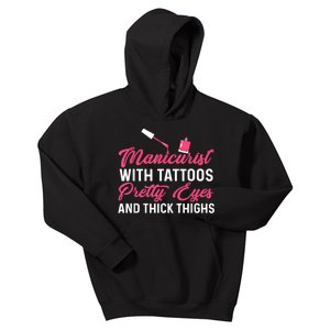 Manicurist With Tattoos Funny Nail Artist Nail Salon Kids Hoodie