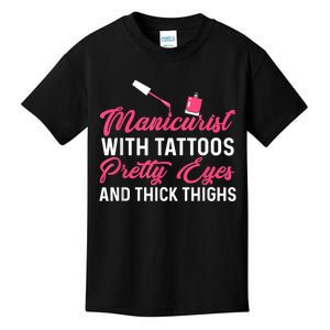 Manicurist With Tattoos Funny Nail Artist Nail Salon Kids T-Shirt