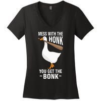 Mess With The Honk You Get The Bonk Women's V-Neck T-Shirt