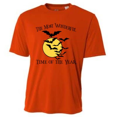 Most Wonderful Time Of Year Funny Halloween Quote Bats Moon Meaningful Gift Cooling Performance Crew T-Shirt