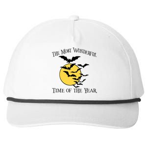 Most Wonderful Time Of Year Funny Halloween Quote Bats Moon Meaningful Gift Snapback Five-Panel Rope Hat