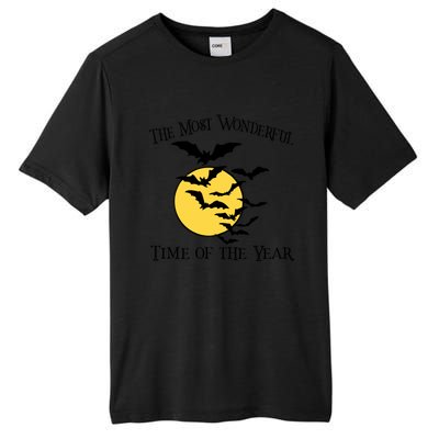 Most Wonderful Time Of Year Funny Halloween Quote Bats Moon Meaningful Gift Tall Fusion ChromaSoft Performance T-Shirt