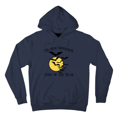 Most Wonderful Time Of Year Funny Halloween Quote Bats Moon Meaningful Gift Hoodie