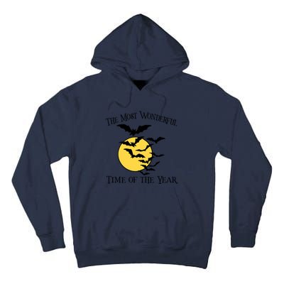 Most Wonderful Time Of Year Funny Halloween Quote Bats Moon Meaningful Gift Tall Hoodie