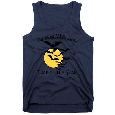 Most Wonderful Time Of Year Funny Halloween Quote Bats Moon Meaningful Gift Tank Top