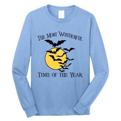 Most Wonderful Time Of Year Funny Halloween Quote Bats Moon Meaningful Gift Long Sleeve Shirt