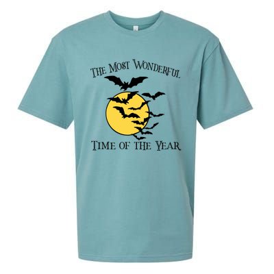 Most Wonderful Time Of Year Funny Halloween Quote Bats Moon Meaningful Gift Sueded Cloud Jersey T-Shirt