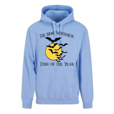 Most Wonderful Time Of Year Funny Halloween Quote Bats Moon Meaningful Gift Unisex Surf Hoodie