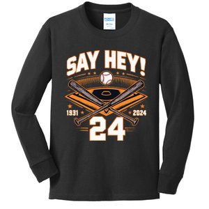 Mays Willie Tribute San Francisco Say Hey 1931 2024 Kids Long Sleeve Shirt