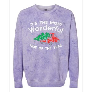 Most Wonderful Time Of Year Truck Xmas Tree Christmas PJ Colorblast Crewneck Sweatshirt