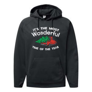 Most Wonderful Time Of Year Truck Xmas Tree Christmas PJ Performance Fleece Hoodie