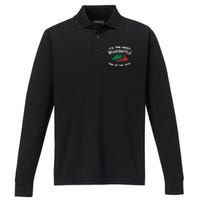 Most Wonderful Time Of Year Truck Xmas Tree Christmas PJ Performance Long Sleeve Polo