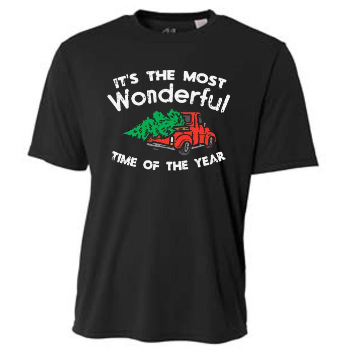 Most Wonderful Time Of Year Truck Xmas Tree Christmas PJ Cooling Performance Crew T-Shirt