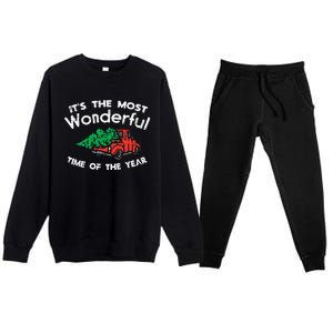 Most Wonderful Time Of Year Truck Xmas Tree Christmas PJ Premium Crewneck Sweatsuit Set