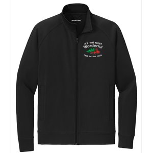 Most Wonderful Time Of Year Truck Xmas Tree Christmas PJ Stretch Full-Zip Cadet Jacket