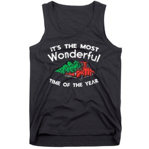 Most Wonderful Time Of Year Truck Xmas Tree Christmas PJ Tank Top