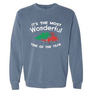 Most Wonderful Time Of Year Truck Xmas Tree Christmas PJ Garment-Dyed Sweatshirt