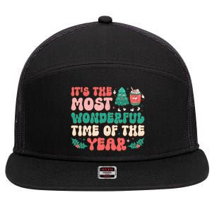 Most Wonderful Time Of The Year Festive Graphic 7 Panel Mesh Trucker Snapback Hat