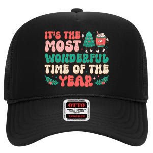 Most Wonderful Time Of The Year Festive Graphic High Crown Mesh Back Trucker Hat