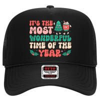 Most Wonderful Time Of The Year Festive Graphic High Crown Mesh Back Trucker Hat