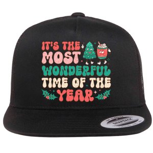 Most Wonderful Time Of The Year Festive Graphic Flat Bill Trucker Hat