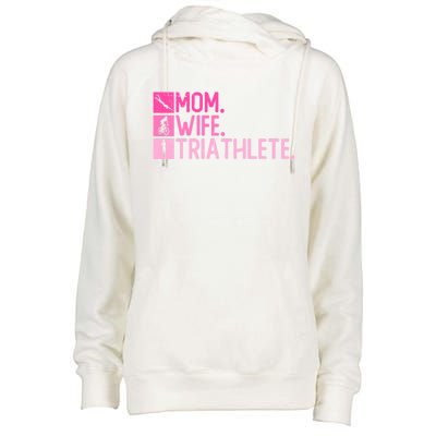 Mom Wife Triathlete Funny Gift Triathlon Training Triathlete Gift Womens Funnel Neck Pullover Hood