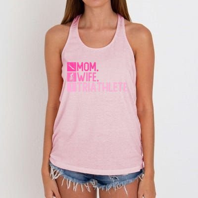 Mom Wife Triathlete Funny Gift Triathlon Training Triathlete Gift Women's Knotted Racerback Tank