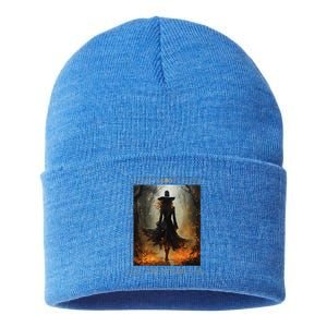 Mystical Witch Tarot Walking In The Forest Halloween Gothic Sustainable Knit Beanie