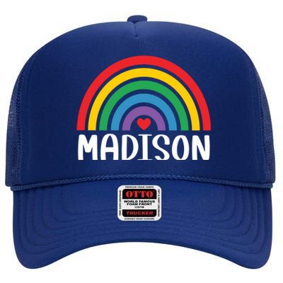 Madison Wisconsin Travel I Love Madison Usa Meaningful Gift High Crown Mesh Back Trucker Hat