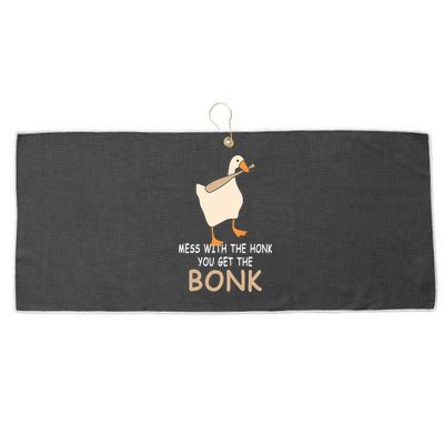 Mess With The Honk You Get The Bonk Large Microfiber Waffle Golf Towel