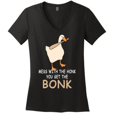 Mess With The Honk You Get The Bonk Women's V-Neck T-Shirt
