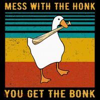 Mess With The Honk You Get The Bonk Funny Duck Goose Stripe Pom Pom Beanie
