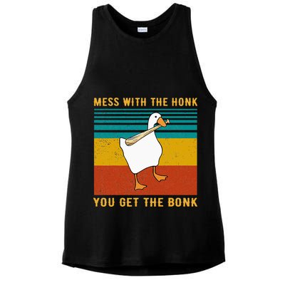 Mess With The Honk You Get The Bonk Funny Duck Goose Ladies PosiCharge Tri-Blend Wicking Tank