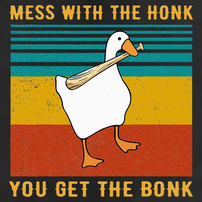 Mess With The Honk You Get The Bonk Funny Duck Goose 7 Panel Mesh Trucker Snapback Hat