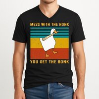 Mess With The Honk You Get The Bonk Funny Duck Goose V-Neck T-Shirt