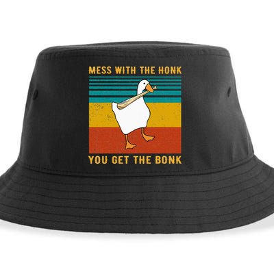 Mess With The Honk You Get The Bonk Funny Duck Goose Sustainable Bucket Hat