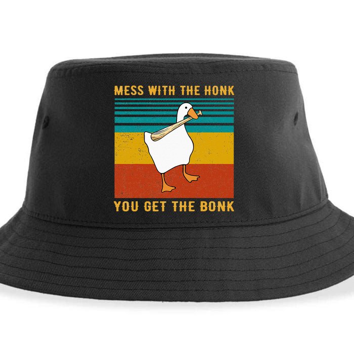 Mess With The Honk You Get The Bonk Funny Duck Goose Sustainable Bucket Hat