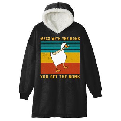 Mess With The Honk You Get The Bonk Funny Duck Goose Hooded Wearable Blanket