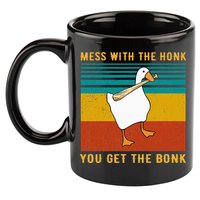 Mess With The Honk You Get The Bonk Funny Duck Goose 11oz C Handle Ceramic Mug