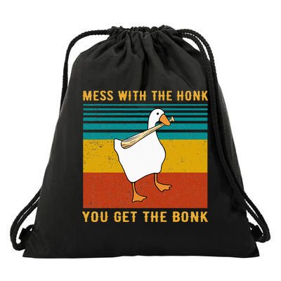 Mess With The Honk You Get The Bonk Funny Duck Goose Drawstring Bag
