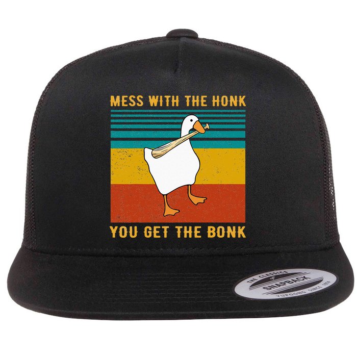 Mess With The Honk You Get The Bonk Funny Duck Goose Flatbill Hat