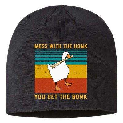 Mess With The Honk You Get The Bonk Funny Duck Goose Sustainable Beanie