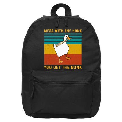 Mess With The Honk You Get The Bonk Funny Duck Goose 16 in Basic Backpack