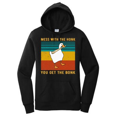Mess With The Honk You Get The Bonk Funny Duck Goose Women's Pullover Hoodie
