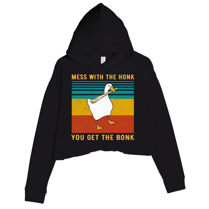 Mess With The Honk You Get The Bonk Funny Duck Goose Crop Fleece Hoodie